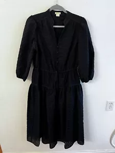 Shoshanna Teagan jet black tiered Aline stitched midi dress women size 10 - Picture 1 of 8