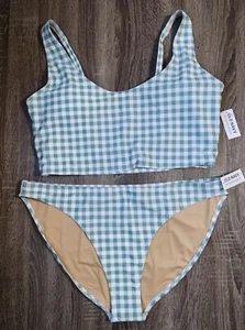 Old Navy Longline 2 Pcs Bikini Sz XL New, Green/White - Picture 1 of 9