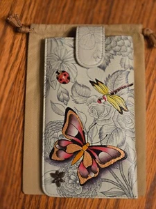 Anuschka Hand Painted Eyeglass Phone Case Magnetic Close -Dreamy Wings - NEW - Picture 1 of 2