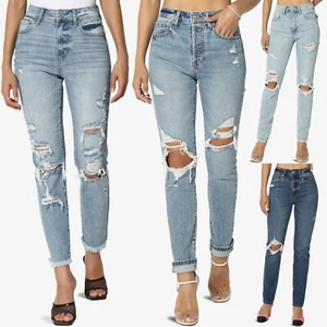 TheMogan Tobi Super High Rise Distressed Relaxed Tapered Cropped Leg Mom Jeans - Picture 1 of 35