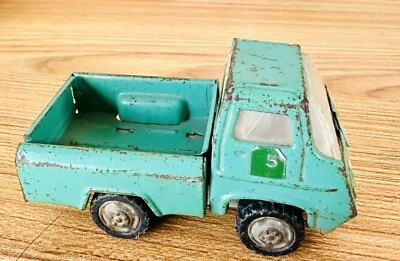Marx Pickup Truck Pressed Steel Blue Aqua Turquoise 1960s 1970s Vintage Patina - Image 1 of 4