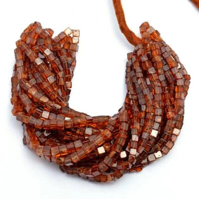 Naturale Grossularia Granato 3D Scatola Cubo Perline 4-6 MM 16 " Inch Filo Gemma - Immagine 1 di 4