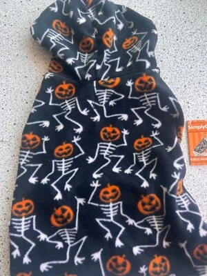 Sudadera con capucha para perro de Halloween Jack-O-Skeleton talla XLarge negra y naranja SimplyDog Foto 1 de 4