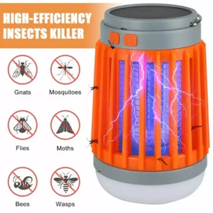 Solar Power Outdoor Mosquito Insect Killer LED Light Trap Fly Bug Zapper Lamp US - Picture 1 of 22