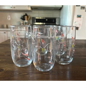 Hand Painted Floral Beverage Glasses Tumblers Set of 6 - Picture 1 of 7