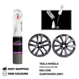 FOR TESLA WHEELS GUNPOWDER GREY NEU-230E Touch Up Paint Pen Brush Fix Kit - Picture 1 of 6