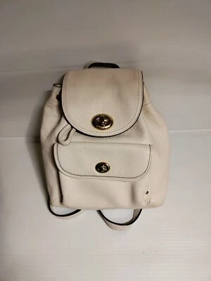 COACH Mini Turnlock Rucksack Backpack In Chalk Excellent - Image 1 of 4