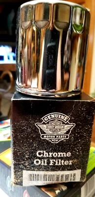 NEW! OEM Harley-Davidson Chrome Oil Filter #63796-77A Ships Promptly & FREE! - Image 1 of 4