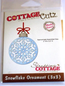 COTTAGE CUTZ  "SNOWFLAKE ORNAMENT" CC3X3-086 WITH BOW FOR SCRAPBOOKING & CARDS - Picture 1 of 1