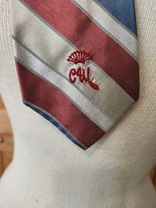 Bruno Tucson Arizona Countess Mara Silver Stripes Silk Tie 55 x 3.5 signed 60's - Picture 1 of 6