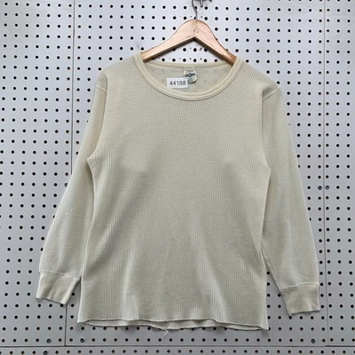 Camisa Térmica Morgan Mills Para Hombres XL Beige Manga Larga Hecha en Estados Unidos Tejido Waffle Foto 1 de 4