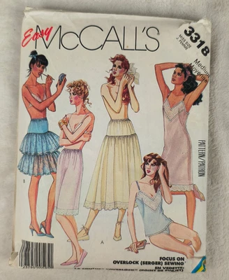 Vintage 80s McCall's Pattern 3318 Slip Camisole Petticoat Panties Lingerie M Cut - Image 1 of 3