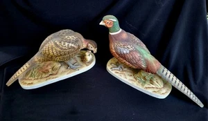 A Rare Pair Of Andrea By Sadek RING-NECKED PHEASANTS W/Chicks Porcelain Flawless - Picture 1 of 24