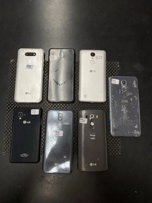 Lot Of 7 Mix LG Smartphones UNKNOWN MODELS For Parts/BAD LCD D5 - Image 1 of 4