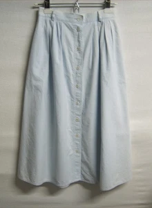 Vtg 80's Koret City Blues Cotton Button Front Sky Blue Skirt Belt Loops Wm's Lg - Picture 1 of 7