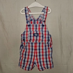 OshKosh Baby B'Gosh Overalls Plaid Romper 24 Months - Picture 1 of 3