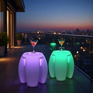 2er Set Mr.Go 16" LED leuchtender Beistelltisch wandelbares Stativ Hocker wiederaufladbar - Bild 1 von 7
