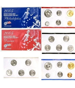 2005 P&D Mint Set Brilliant Uncirculated US with Envelopes & COAs (22 Coin Set) - Picture 1 of 2