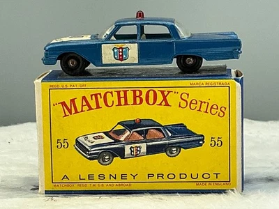 De colección 1963 Matchbox Lesney #55 Ford Fairlane Policía Coche Rueda Regular Juguete Foto 1 de 4