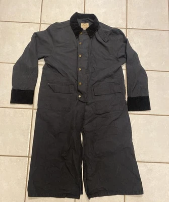 Scully Canvas Duster Coat Mens LARGE BLACK Western Corduroy Collar Cuffs CLASSIC - Image 1 of 4
