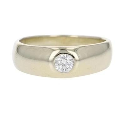 Обручальное кольцо из белого золота 14 карат с одним круглым бриллиантом 0,19 карата размер 7 - Изображение 1 из 4