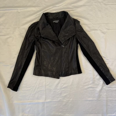 Vince Lambskin Leather Scuba Jacket Black Asymmetrical Moto Size Small - Image 1 of 4