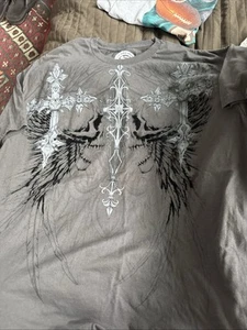 MMA Elite Shirt Grunge Y2K Short Sleeve Men’s Size 2XL Crucifix/skull - Picture 1 of 6