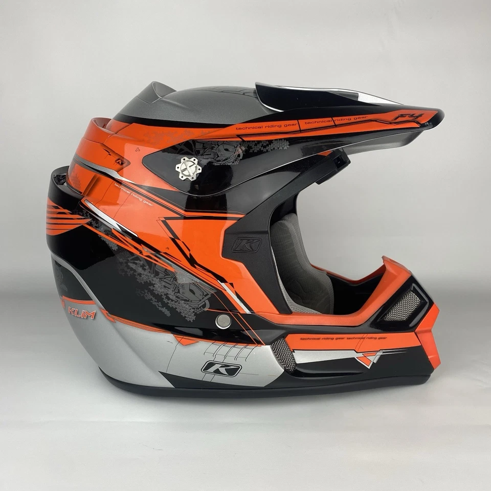 Klim F4 ECEHelmet Orange Silver Snowmobile Motorcycle Off-Road Biker Snell - Image 1 of 4
