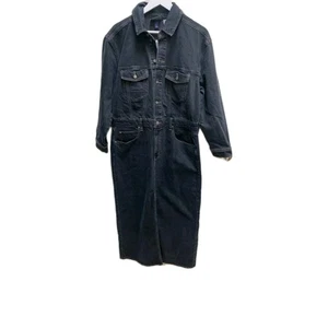 Universal Thread schwarz Denim Langarm langer Rock Overall Größe 14-Neu mit Etikett - Bild 1 von 3
