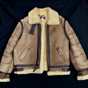 Schott B-3 Shearling Leather Flight Bomber Jacket Brown USA Made Distressed 40 - Picture 1 of 17
