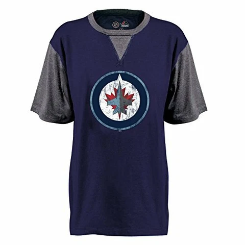 Profile Big & Tall NHL Winnipeg Jets Short Sleeve Raglan PCD Tee, Small, Navy Cover