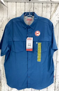 Coleman Short Sleeve Stretch Mens Outdoor Button Up Blue Shirt Medium - Picture 1 of 5