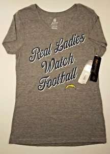 NFL Juniors "Real Ladies Watch Football" LA Chargers Shirt.  NWT Size: L (11/13) - Picture 1 of 4