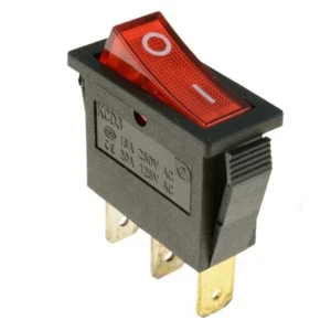 Red Skinny Rectangle Rocker Switch Thin 3-Pin LED Light 110V AC ON/OFF 15A 250V - Picture 1 of 11