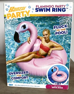 New!! Adult Flamingo Party swim Ring inflatable 49 in Dia x 42.5 in H - Picture 1 of 4
