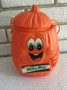 Mars Milchstraße Kürbis Halloween Blasform Trick Leckerli Eimer Jack O Laterne 9 Zoll - Bild 1 von 9