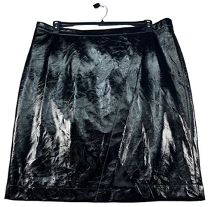 Nina Parker Faux Leather Skirt Womens Plus size 18W Black Crossover New - Picture 1 of 7