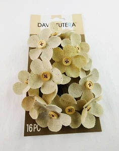 Natural Burlap Flowers Beige Button Centers Package Of 16 David Tutera Wedding - Picture 1 of 4