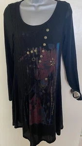 Exquiss’s black jersey embellished long sleeve dress size S/M - Picture 1 of 12