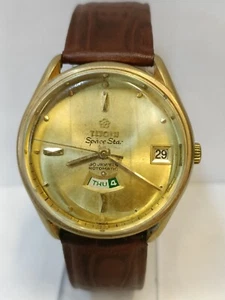 TITONI SPACE STAR 30J AUTOMATIC PATINA GOLD DIAL 838-355 SWISS MEN FULL WORKING - Picture 1 of 23
