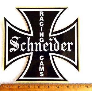 iRON CROSS SCHNEIDER RACING CAMS BLACK WHITE LOGO GIANT STICKER VINTAGE neocurio - Picture 1 of 9