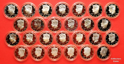 1992 - 2022 S 32 SILVER Proof Kennedy Half Set w2018 Rev Pr  & Air Tight Holders Cover