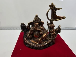 Vintage Hindu Elephant Head Ganesha Sitting on duck Bronze Finish paper weight - Picture 1 of 9