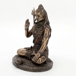Meditating Shiva Cold Cast Bronze Antique Finish Statue Sculpture - Picture 1 of 8