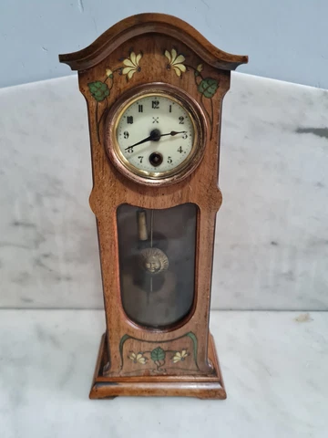 Antique Art Nouveau Miniature Longcase Clock Hamburg American Company Cover