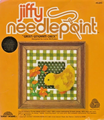 "GREEN GINGHAM CHICK" - Kit de punta de aguja de colección SUNSET DESIGNS Kit 5385 Foto 1 de 2