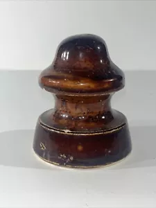 Vintage Ceramic Insulator Brown Glazed Electrical Midcentury Telephone Pole - Picture 1 of 4