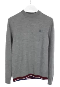 FRED PERRY K7209 Jumper Men's SMALL Merino Wool Crew Neck Tight Knit Melange - Picture 1 of 8