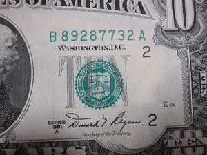 1981A $10 FRN #B89287732A - Picture 1 of 9
