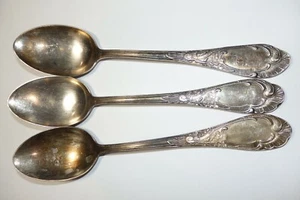 3 LG Ornate Vtg Soviet Russian Kiev Ukraine Melchior Silver Plate SOUP SPOONS - Picture 1 of 5